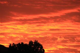 Sunset with vivid reds and yellows