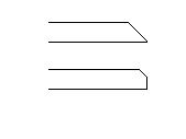 a beveled corner or edge in comparison to a chamfered egdge or corner