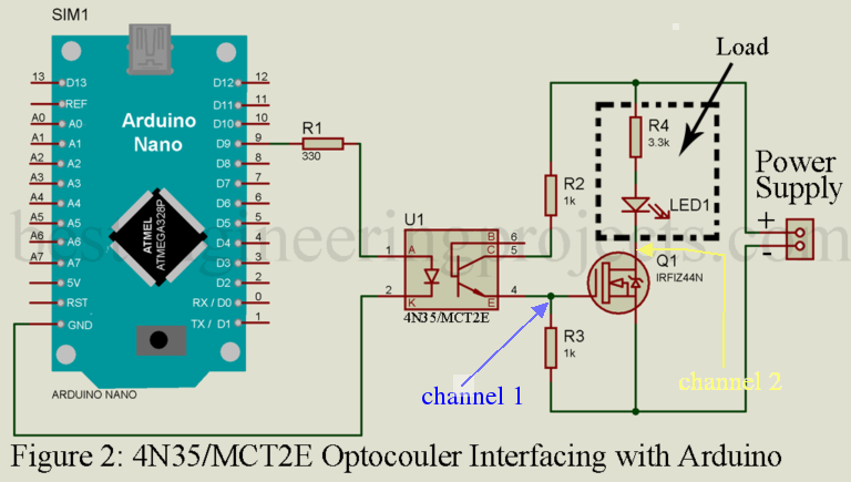 arduino optocoupler interfacing and scope connections