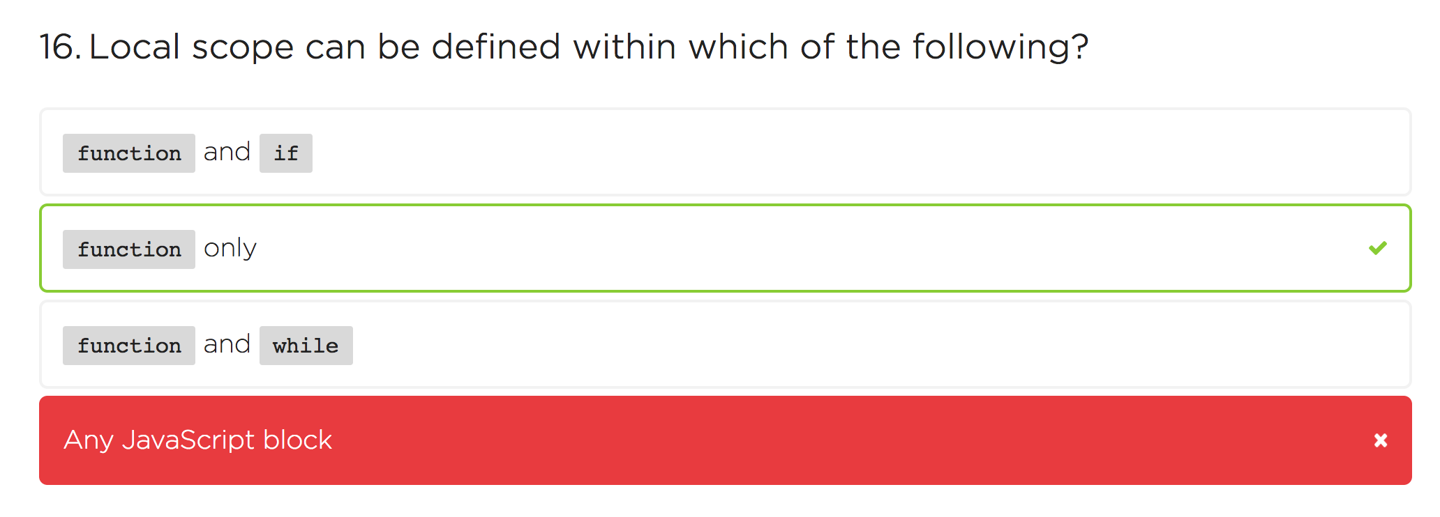 "Local scope can be defined within which of the following?" example