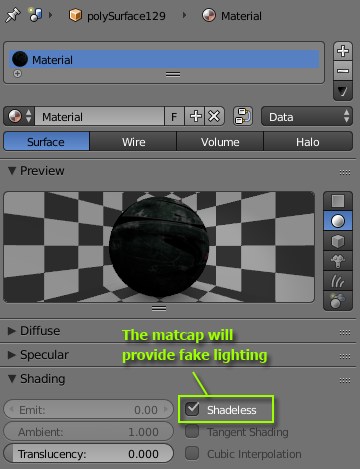 material settings