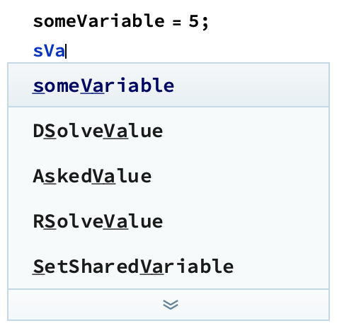 Mathematica fuzzy code completion