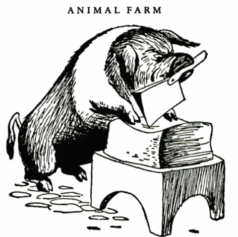 Animal Farm illustration, used in fair use for criticism and analysis