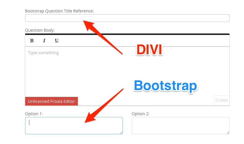 Text Input is rendered using DIVI's style.css while textarea is rendered with bootstrap.min.css