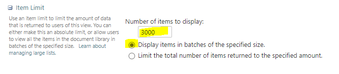 Item Limit parameter