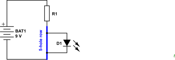 led - Why don't single row circuits work on a breadboard? - Electrical ...