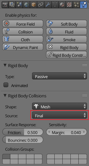 rigid body settings