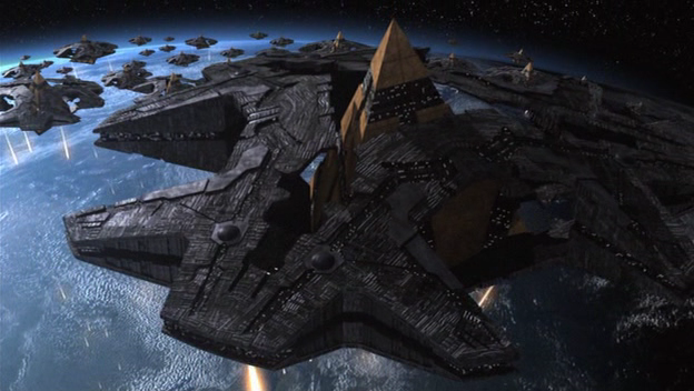 Goa'uld attack ships over earth