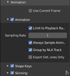 Export settings