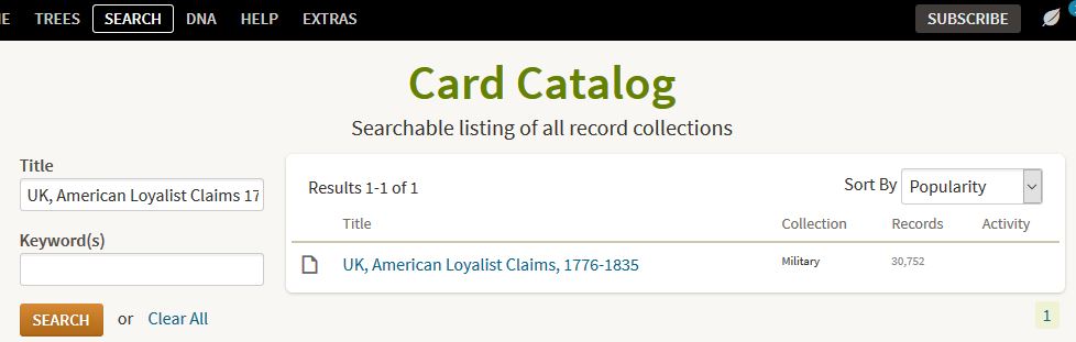 Card Catalog screen shot