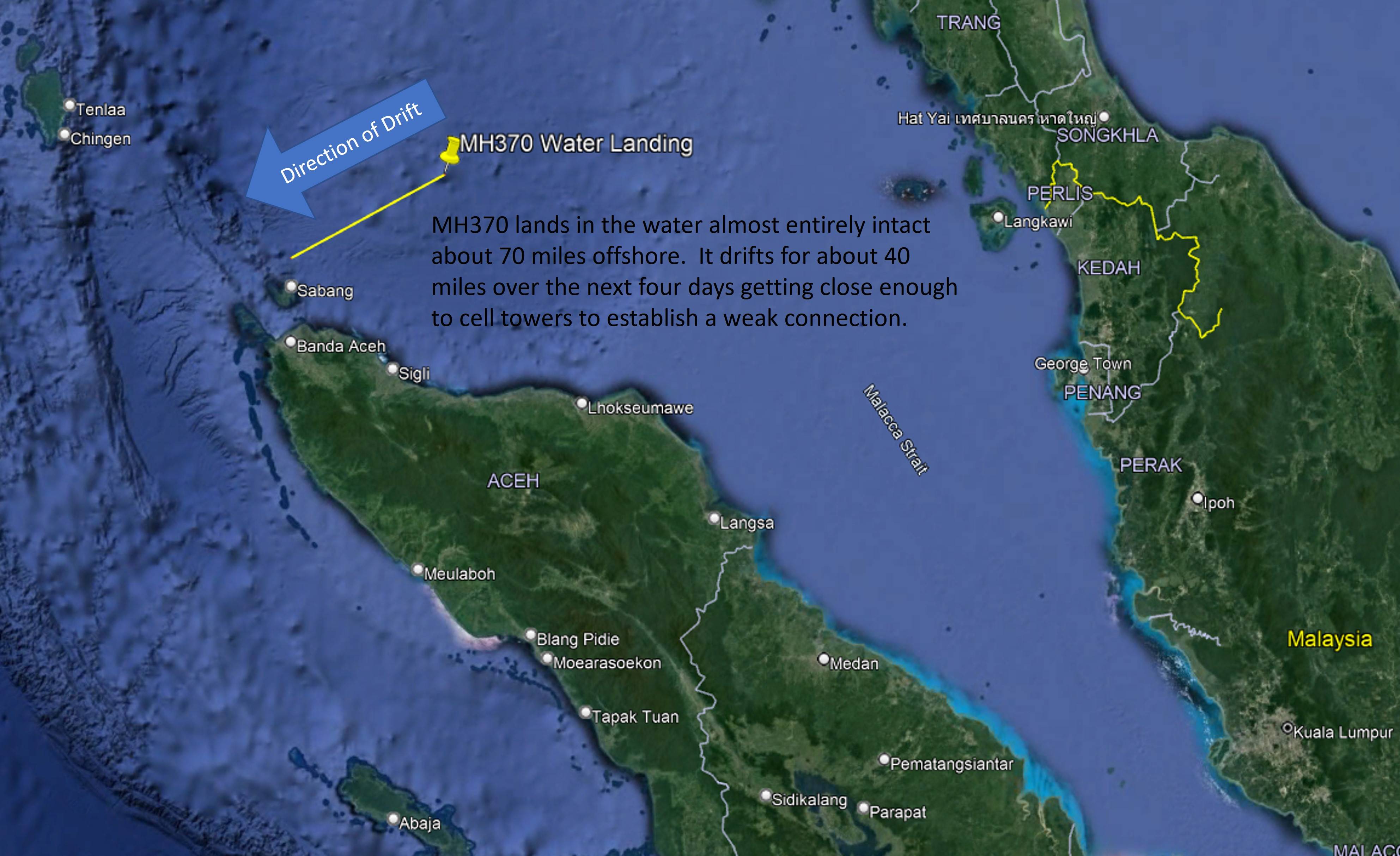 MH370 Soft water landing and drifting