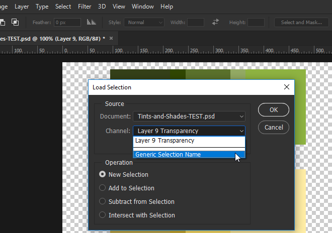 Load Selection dialog