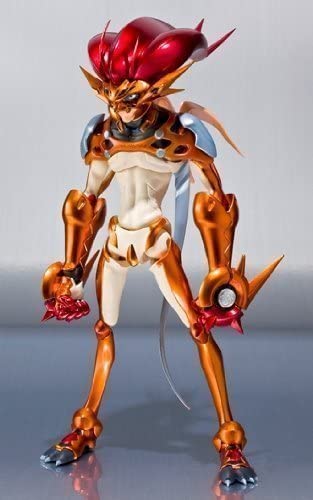 Kazuma Torisuna from s-CRY-ed, with orange and white armor. A red blob sits on top of his head.