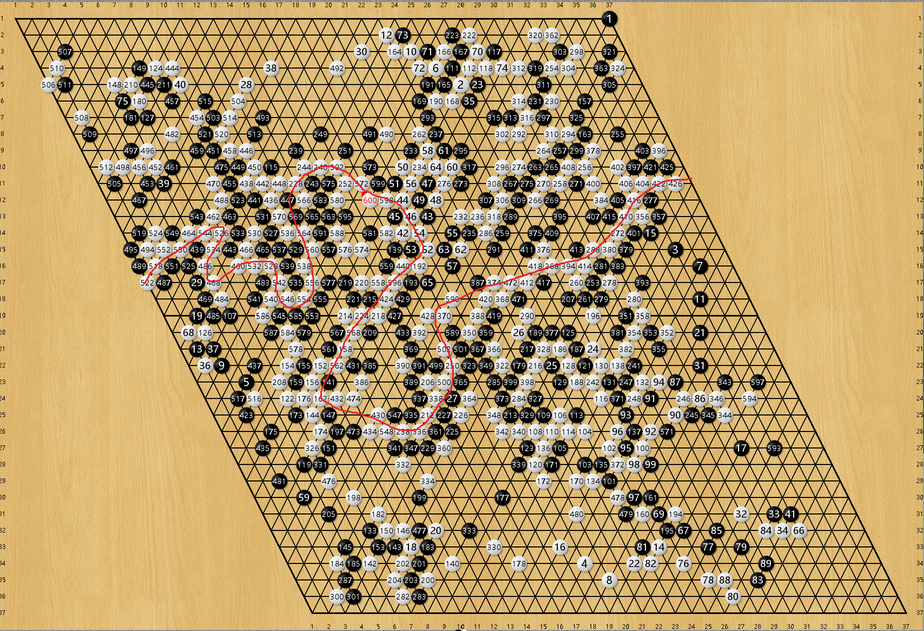 37x37 KataHex selfplay