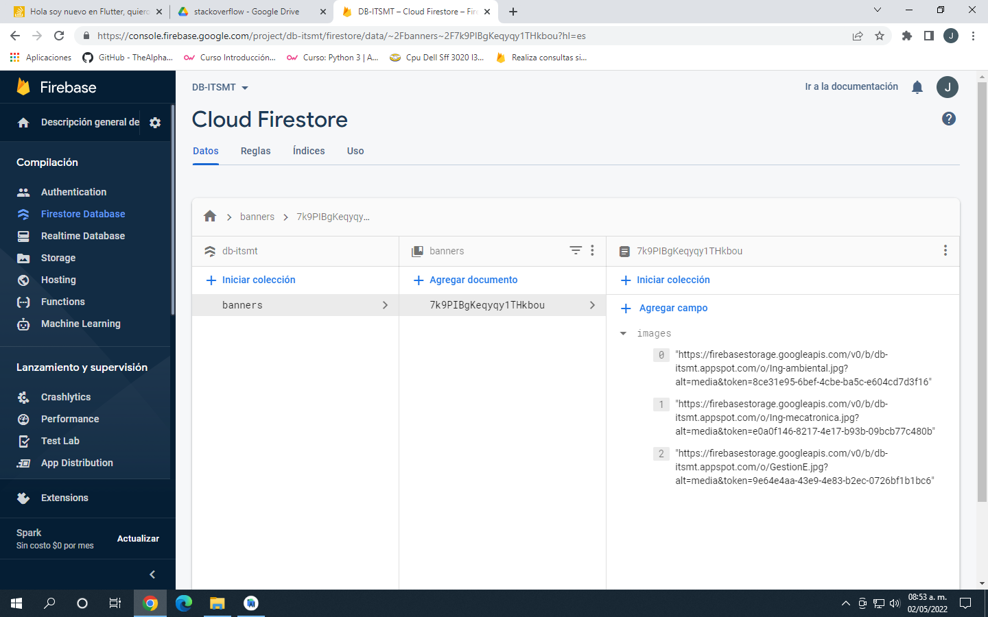 base de datos de firebase