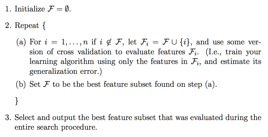 Forward Search Procedure