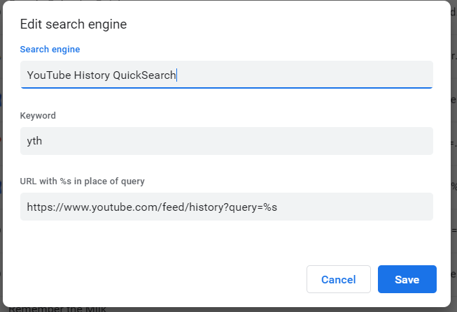 custom search engine settings in Chrome