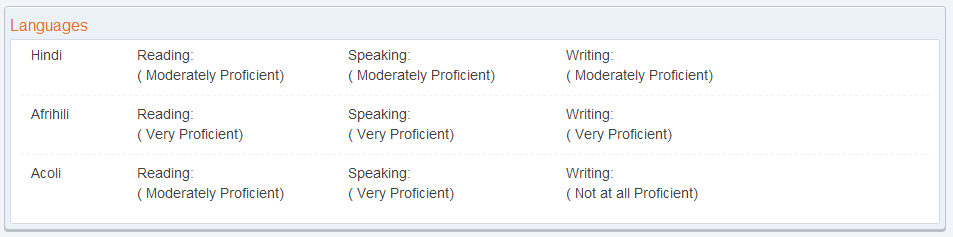 language list