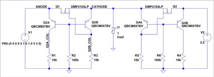 Two-MOSFET ideal rectifier