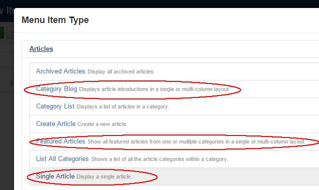 Display articles in Joomla