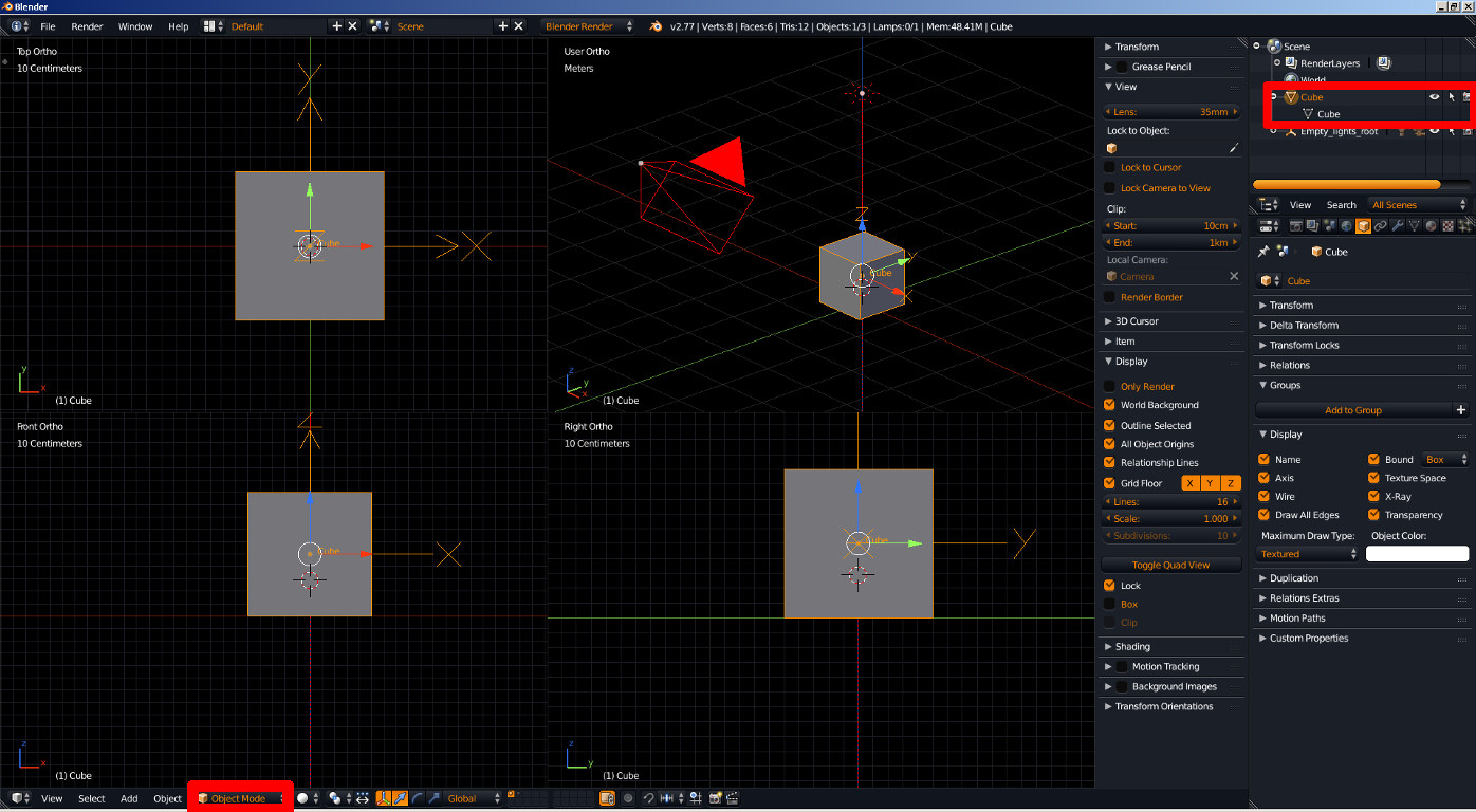 Default Cube - Object mode