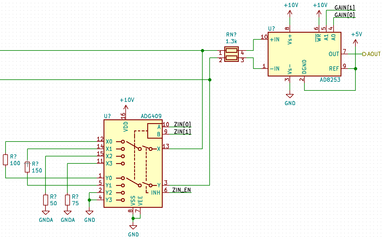 In-amp connected to analog switch