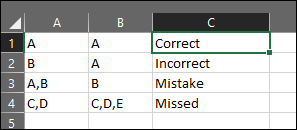 worksheet function - Excel formula/solution for grading multiple choice ...