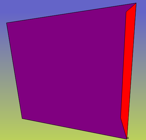 Large purple square with a section of red on the side