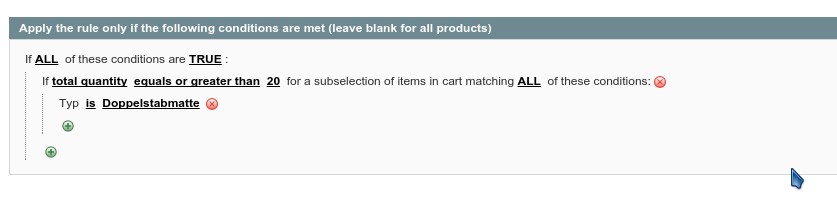 example of configured "shopping cart rule rule