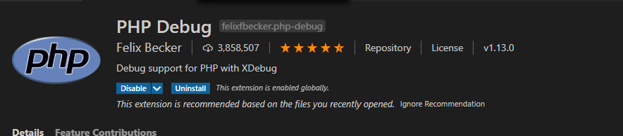 xdebug markeplace VS