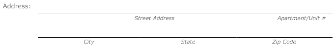 A sample of a employment application form displaying fields for "Street Address", "Apartment/Unit #", "City", "State", and "Zip Code".