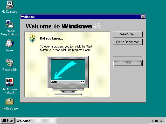 Windows 95(tm) UI. "Used with permission from Microsoft."