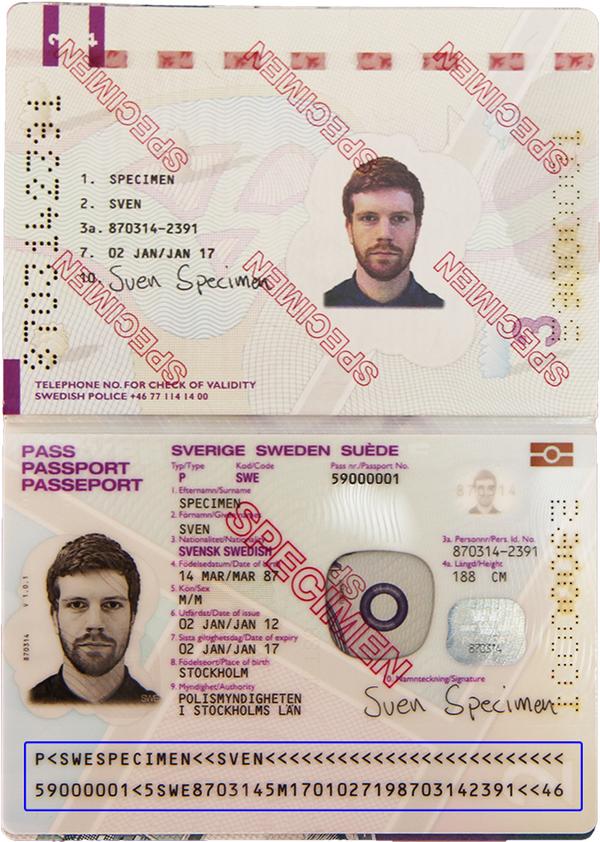 ePassport with OCR marked