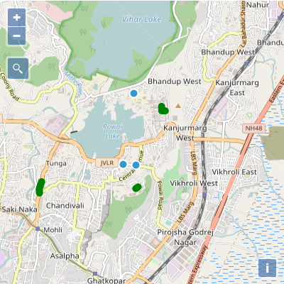 the two points close to each other are the source and destination and the green fragments is the route obtained