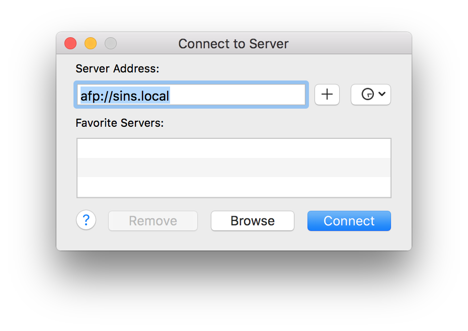 Finder connect to server