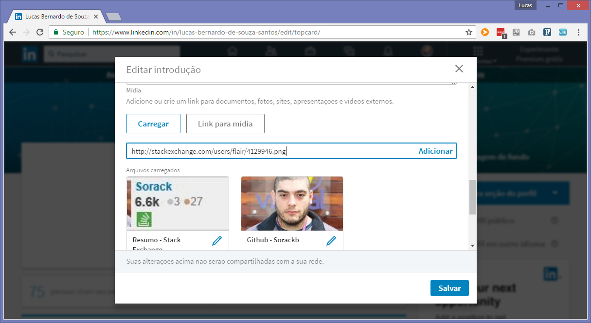 Adicionando o link