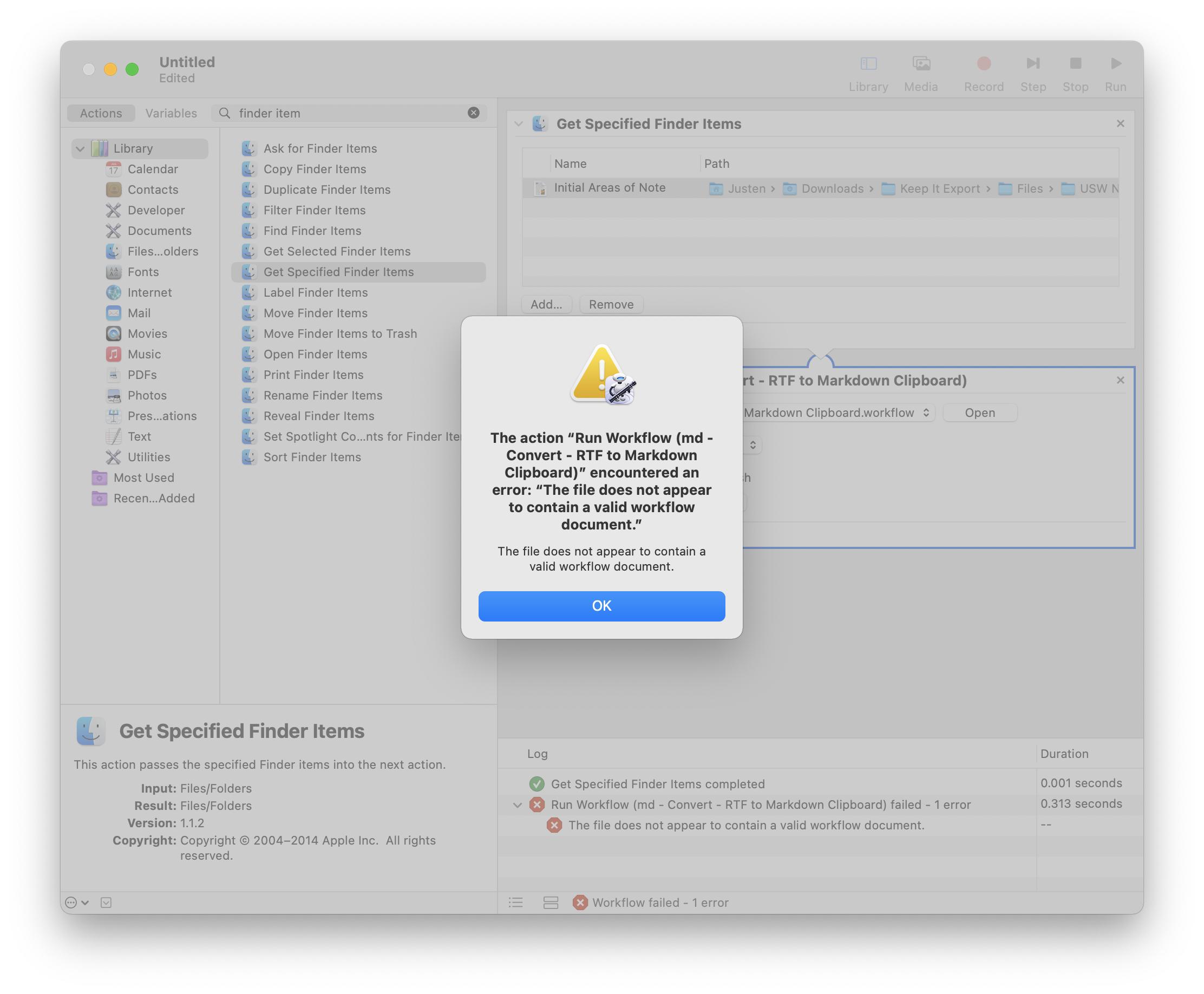 Automator Error