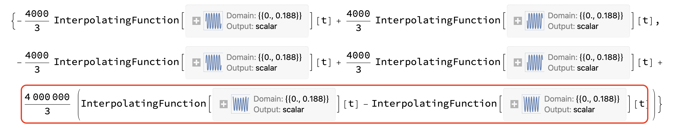 dpdxGlobal[t] has one more term than dpdxModule[t]