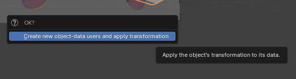 dialog box when applying transformations