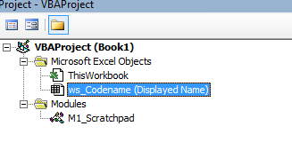 Sheet name/Codename in project window