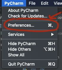 Python preferences link