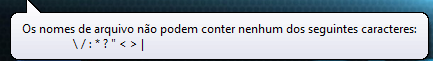 mensagem de erro renomear arquivos caracteres especiais