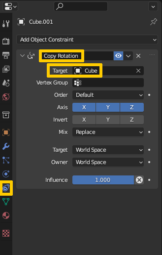 copy rotation constraint