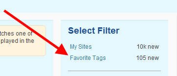 default Favorite Tags filter