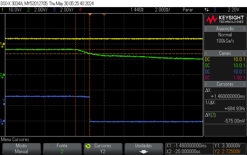 BOR configured at level 4, internal reset is triggered at around 2.7V