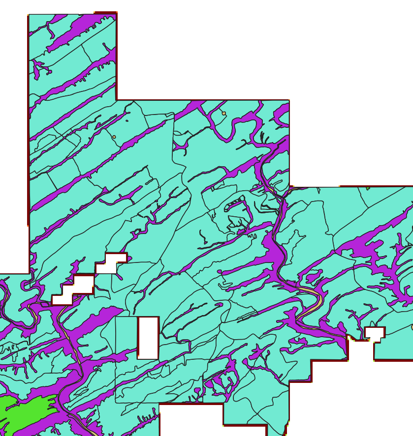 Vector layer with discrete areas of land use