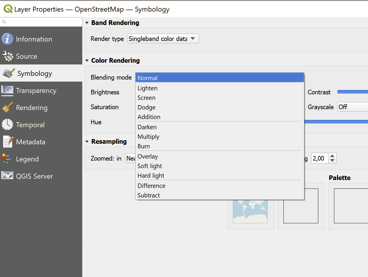 Color Rendering in QGIS