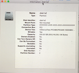 disk1 information from Disk Utility