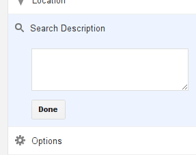 An image of Search Descriptions text box