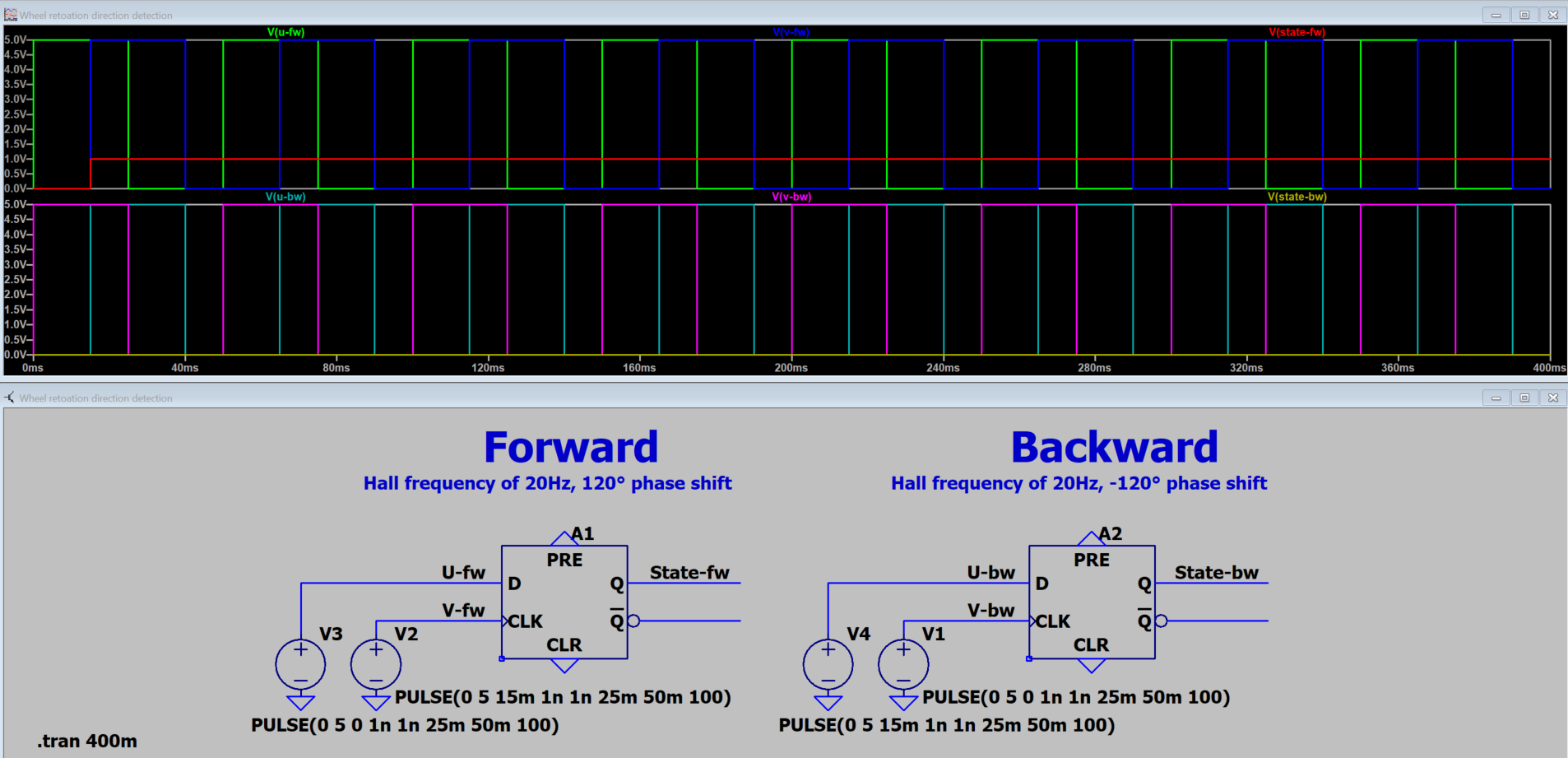 LTSpice motor rotation direction simulation